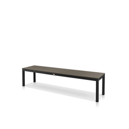 6' Backless Bench Tex Black Frame with Gray Seat